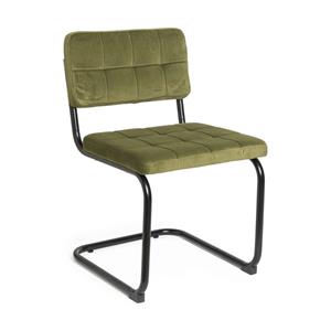 Xenos Eetkamerstoel Yara velvet - groen - 82.5x56x55 cm