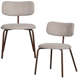 Woood Travis Eetkamerstoelen - Polyester - Off White - Set van 2