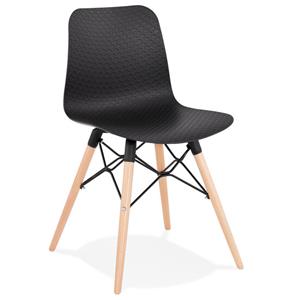 KokoonDesign Eetkamerstoel Detroit zwart kunststof met blank hout