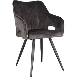 LABEL51 Eetkamerstoel Noud 55x60x87 cm - Antraciet - Velours