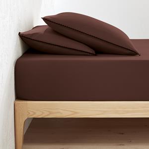 LA REDOUTE INTERIEURS Effen hoeslaken in gewassen katoen, omslag 25 cm, Merida