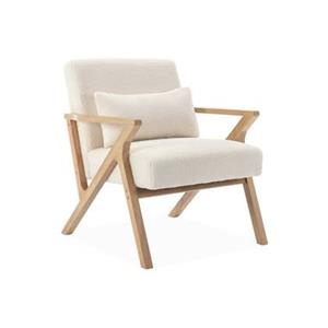Sweeek  Scandinavische fauteuil in heveahout en bouclé