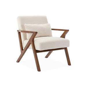 Sweeek  Scandinavische fauteuil in heveahout en bouclé