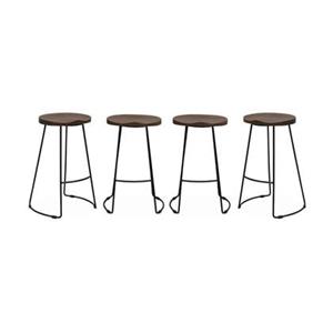 Sweeek  Barkruk, mangohout en staal, voetsteun, 65cm (set van 4)