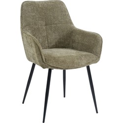 Housecraft Living Jez Eetkamerstoelen armleuning Groen - Set van 2