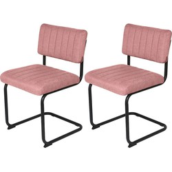 Feel Furniture  Luxe stoel - Ribbon - Zacht roze - Lichtrood - 2 stu…
