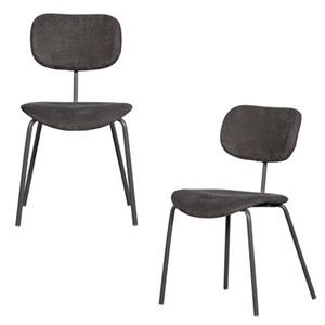 Woood Link Eetkamerstoelen - Polyester - Bruin|Grijs - Set van 2
