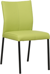 SHOPX HUISCOLLECTIE Felgroene leren moderne eetkamerstoel Basic - poot vierkant zwart - Hermes Leer Lime (felgroen leer)
