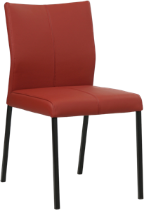 SHOPX HUISCOLLECTIE Rode leren moderne eetkamerstoel Basic - poot vierkant zwart - Hermes Leer Red (rood leer)