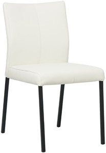 SHOPX HUISCOLLECTIE Gebroken witte leren moderne eetkamerstoel Basic - poot vierkant zwart - Hermes Leer Bianco (gebroken wit leer)