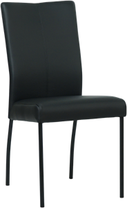SHOPX HUISCOLLECTIE Zwarte leren moderne eetkamerstoel Comfort - poot rond zwart - Hermes Leer Nero (zwart leer)