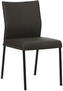 SHOPX HUISCOLLECTIE Donkerbruine leren moderne eetkamerstoel Basic - poot vierkant zwart - Hermes Leer Caffe (donkerbruin leer)