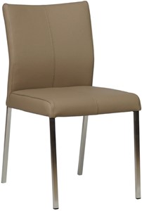 SHOPX HUISCOLLECTIE Taupe leren moderne eetkamerstoel Basic - poot vierkant rvs - Toledo Leer Mocca (taupe leer)