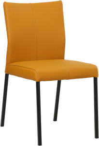 SHOPX HUISCOLLECTIE Gele leren moderne eetkamerstoel Basic - poot vierkant zwart - Toledo Leer Leem (geel leer)