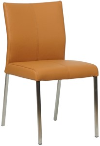 SHOPX HUISCOLLECTIE Lichtcognac leren moderne eetkamerstoel Basic - poot vierkant rvs - Toledo Leer Sabbia (lichtcognac leer)