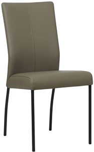 SHOPX HUISCOLLECTIE Grijze leren moderne eetkamerstoel Comfort - poot rond zwart - Toledo Leer Smog (grijs leer)