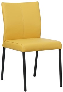 SHOPX HUISCOLLECTIE Gele leren moderne eetkamerstoel Basic - poot vierkant zwart - Toledo Leer Giallo (geel leer)