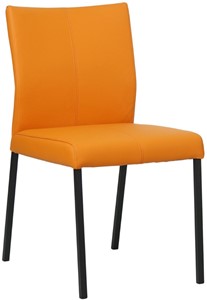 SHOPX HUISCOLLECTIE Oranje leren moderne eetkamerstoel Basic - poot vierkant zwart - Toledo Leer Mandarin (oranje leer)