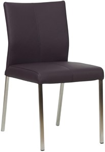SHOPX HUISCOLLECTIE Donkerpaarse leren moderne eetkamerstoel Basic - poot vierkant rvs - Toledo Leer Merlin (donkerpaars leer)