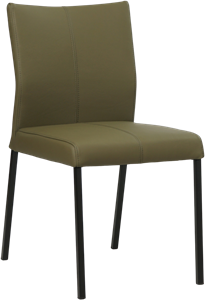 SHOPX HUISCOLLECTIE Olijfgroene leren moderne eetkamerstoel Basic - poot vierkant zwart - Toledo Leer Olive (olijfgroen leer)
