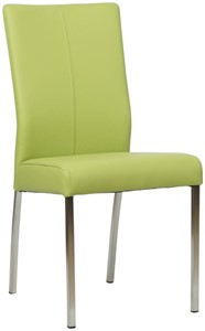 SHOPX HUISCOLLECTIE Felgroene leren moderne eetkamerstoel Comfort - poot vierkant rvs - Toledo Leer Lime (felgroen leer)