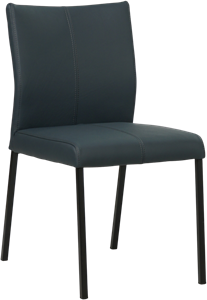 SHOPX HUISCOLLECTIE Blauwe leren moderne eetkamerstoel Basic - poot vierkant zwart - Toledo Leer Marine (blauw leer)