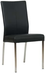 SHOPX HUISCOLLECTIE Zwarte leren moderne eetkamerstoel Comfort - poot vierkant rvs - Toledo Leer Nero (zwart leer)