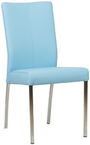 SHOPX HUISCOLLECTIE Lichtblauwe leren moderne eetkamerstoel Comfort - poot vierkant rvs - Toledo Leer Sky Blue (lichtblauw leer)