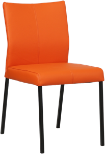 SHOPX HUISCOLLECTIE Oranje leren moderne eetkamerstoel Basic - poot vierkant zwart - Toledo Leer Orange (oranje leer)