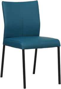 SHOPX HUISCOLLECTIE Blauwe leren moderne eetkamerstoel Basic - poot vierkant zwart - Toledo Leer Turquoise (blauw leer)