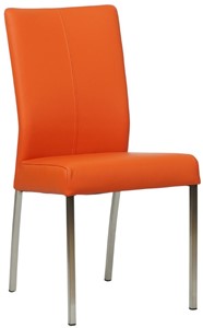 SHOPX HUISCOLLECTIE Oranje leren moderne eetkamerstoel Comfort - poot vierkant rvs - Toledo Leer Orange (oranje leer)