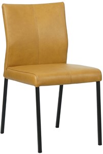 SHOPX HUISCOLLECTIE Cognac leren moderne eetkamerstoel Basic - poot vierkant zwart - Granada leer Amber (cognac leer)