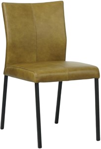 SHOPX HUISCOLLECTIE Olijfgroene leren moderne eetkamerstoel Basic - poot vierkant zwart - Granada leer Olive (olijfgroen leer)