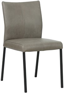SHOPX HUISCOLLECTIE Grijze leren moderne eetkamerstoel Basic - poot vierkant zwart - Granada leer Steel (grijs leer)