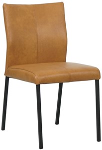 SHOPX HUISCOLLECTIE Cognac leren moderne eetkamerstoel Basic - poot vierkant zwart - Granada leer Sahara (cognac leer)