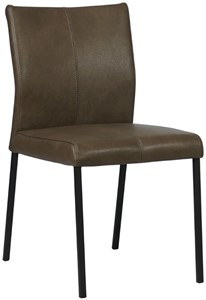 SHOPX HUISCOLLECTIE Grijze leren moderne eetkamerstoel Basic - poot vierkant zwart - Granada leer Ash (grijs leer)