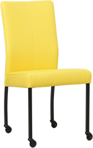 SHOPX HUISCOLLECTIE Felgele leren moderne eetkamerstoel Comfort - poot vierkant zwart met wiel - Hermes Leer Yellow (felgeel leer)