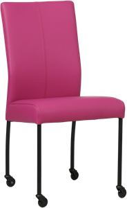 SHOPX HUISCOLLECTIE Felpaarse leren moderne eetkamerstoel Comfort - poot rond zwart met wiel - Hermes Leer Purple (felpaars leer)