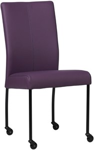 SHOPX HUISCOLLECTIE Paarse leren moderne eetkamerstoel Comfort - poot rond zwart met wiel - Toledo Leer Aubergine (paars leer)