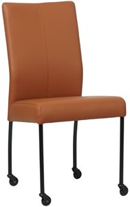 SHOPX HUISCOLLECTIE Cognac leren moderne eetkamerstoel Comfort - poot rond zwart met wiel - Toledo Leer Natur (cognac leer)