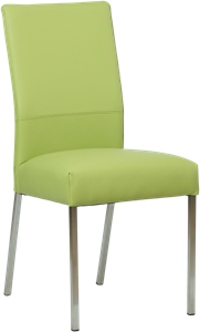SHOPX HUISCOLLECTIE Felgroene leren moderne eetkamerstoel Real - poot vierkant rvs - Hermes Leer Lime (felgroen leer)