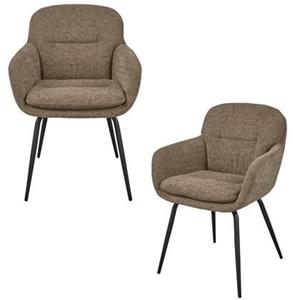 Woood Runa Eetkamerstoelen - Polyester - Donker Zand - Set van 2