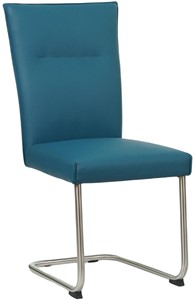 SHOPX HUISCOLLECTIE Blauwe leren industriële eetkamerstoel Retro - poot rond rvs - Hermes Leer Turquoise (blauw leer)