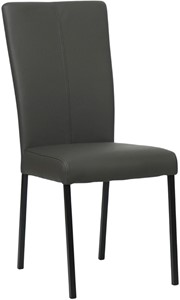 SHOPX HUISCOLLECTIE Donkergrijze leren moderne eetkamerstoel Daily - poot vierkant zwart - Hermes Leer Antracite (donkergrijs leer)