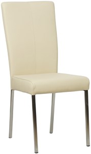 SHOPX HUISCOLLECTIE Crème leren moderne eetkamerstoel Daily - poot vierkant rvs - Toledo Leer Polar (crème leer)