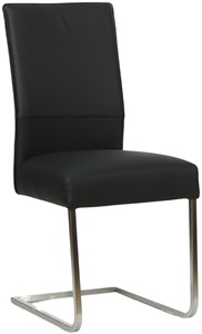 SHOPX HUISCOLLECTIE Zwarte leren industriële eetkamerstoel Remix - poot vierkant rvs - Toledo Leer Nero (zwart leer)