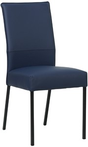 SHOPX HUISCOLLECTIE Blauwe leren moderne eetkamerstoel Real - poot vierkant zwart - Toledo Leer Kobalt (blauw leer)