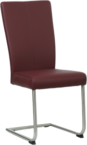 SHOPX HUISCOLLECTIE Donkerrode leren industriële eetkamerstoel Dry - poot rond rvs - Toledo Leer Bordeaux (donkerrood leer)