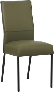 SHOPX HUISCOLLECTIE Olijfgroene leren moderne eetkamerstoel Real - poot vierkant zwart - Toledo Leer Olive (olijfgroen leer)