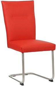 SHOPX HUISCOLLECTIE Felrode leren industriële eetkamerstoel Retro - poot rond rvs - Toledo Leer Ferrari (felrood leer)